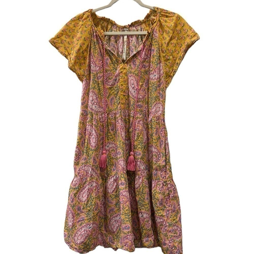 Uncle Frank Pink and Mustard Paisley Boho Dress